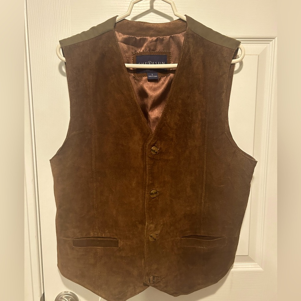 Men’s Vintage Chereskin leather suede vest size L
